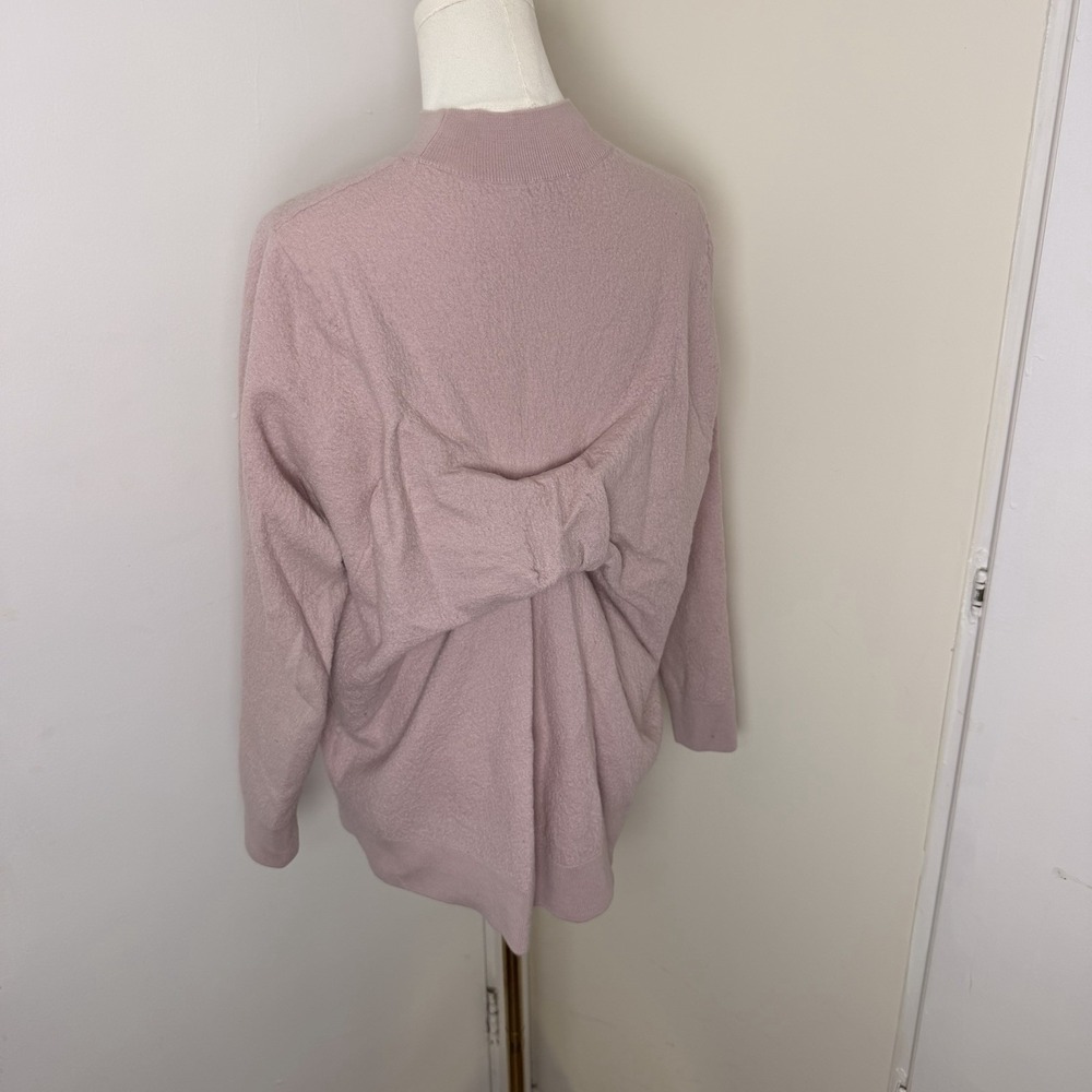 COS Bow Back 100% Wool Size M Baby Pink Sweater Crew Neck